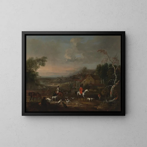 The Reverend Jemmet Browne at a fox hunting meet - Peter Tillemans — framed artwork on a wall