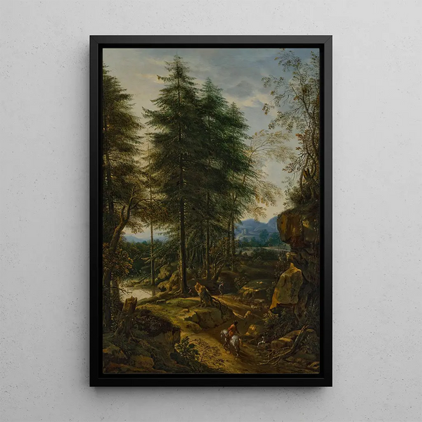 Berglandschap met een ruiter op een weg - Peter von Bemmel — ingelijst kunstwerk aan de muur