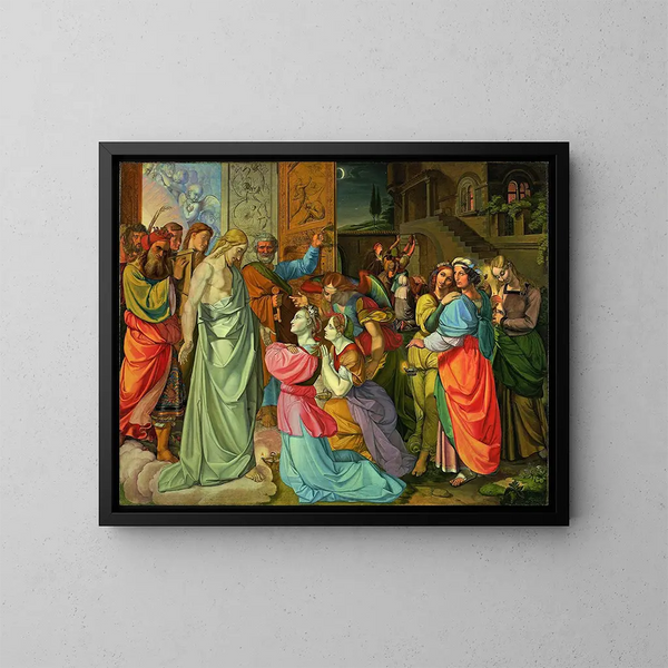 The Parable of the Wise and Foolish Virgins unfinished - Peter von Cornelius — framed artwork on a wall