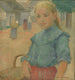 Kleine meisje met een mand - Elemér Halsz-Hradil — weergave van het kunstwerk