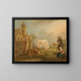 Landschap met boeren en koeien - Petrus Johannes van Regemorter — ingelijst kunstwerk aan de muur