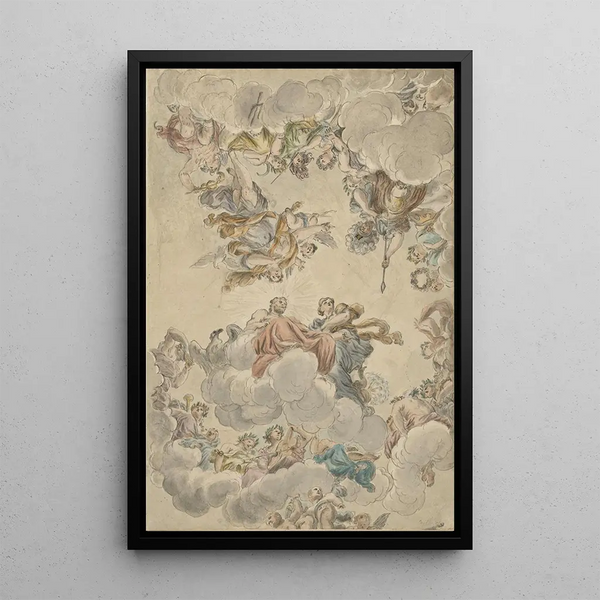 Project voor een plafond met de bruiloft van Jupiter en Juno - Petrus Norbertus van Reysschoot — ingelijst kunstwerk aan de muur