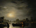 Een rivierlandschap bij zilveren maanlicht - Petrus van Schendel — weergave van het kunstwerk