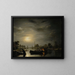 Een rivierlandschap bij zilveren maanlicht - Petrus van Schendel — ingelijst kunstwerk aan de muur
