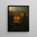 van het nachtelijke marktplein van Amsterdam met het Dam-paleis en de Nieuwe Kerk op de achtergrond - Petrus van Schendel — ingelijst kunstwerk aan de muur