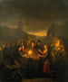 Het Noordermarkt 's Nachts in Amsterdam - Petrus van Schendel — weergave van het kunstwerk