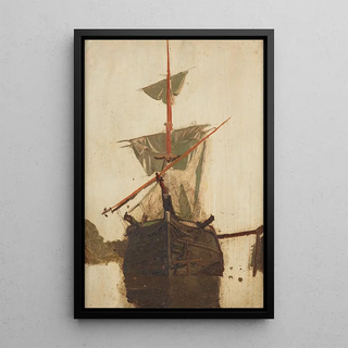 Petrus van der Velden - Sketch of a sailing ship no 2.webp