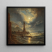 Lighthouse in the port of Naples by moonlight - Joseph Rebell — framed artwork on a wall