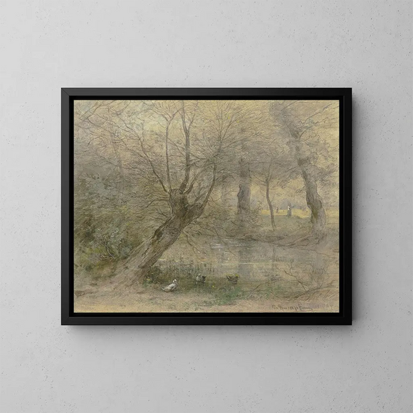 Partie de la Nied près du parc Brentano à Rödelheim animée par des canards - Philipp Rumpf — framed artwork on a wall