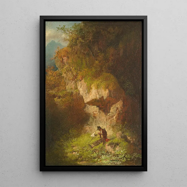 De vlinderjager in de bergen - Philipp Sporrer — ingelijst kunstwerk aan de muur