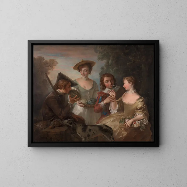 Het Zintuig van de Geur - Philippe Mercier — ingelijst kunstwerk aan de muur