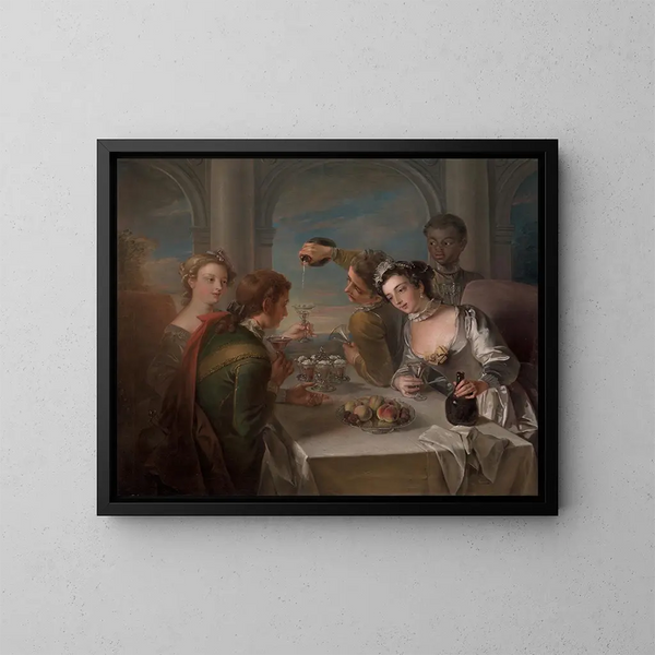 Het gevoel voor smaak - Philippe Mercier — ingelijst kunstwerk aan de muur