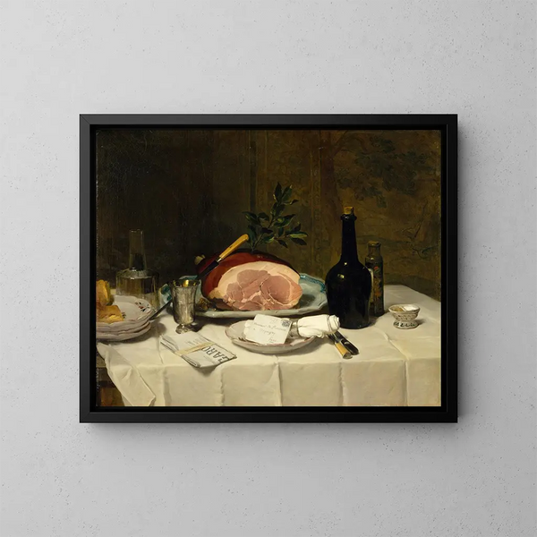 Nature morte avec du jambon - Philippe Rousseau — framed artwork on a wall