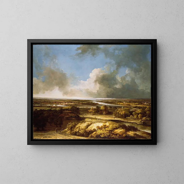 Panoramic landscape painting - Philips Koninck — framed artwork on a wall
