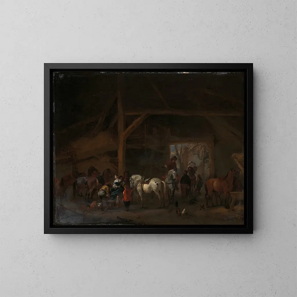 A Stable - Philips Wouwerman — framed artwork on a wall