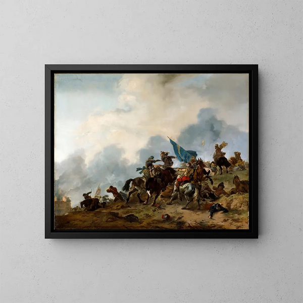 Battle Scene - Philips Wouwerman — framed artwork on a wall