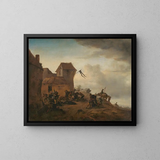 Philips Wouwerman - Peasants Fighting near a Village.webp