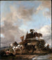 Landbouwers op het veld Hooi oogst - Philips Wouwerman — weergave van het kunstwerk