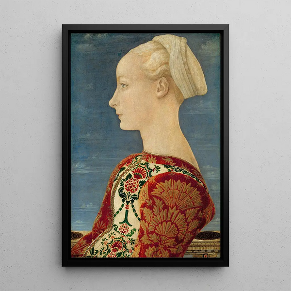 Portret van een jonge dame - Piero del Pollaiolo — ingelijst kunstwerk aan de muur