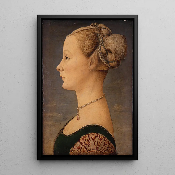 Portret van een jong meisje - Piero del Pollaiolo — ingelijst kunstwerk aan de muur