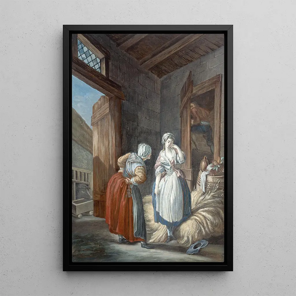 La Paysanne querellée par sa mère - Pierre-Antoine Baudouin — framed artwork on a wall