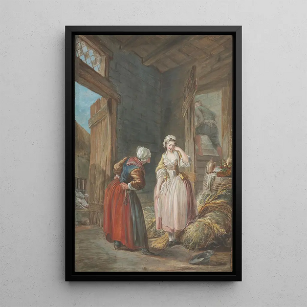 Les Amants surpris - Pierre-Antoine Baudouin — framed artwork on a wall