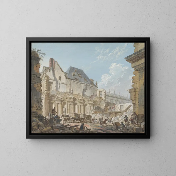 Demolition of the old vestibule of the Palais-Royal in Paris - Pierre-Antoine Demachy — framed artwork on a wall