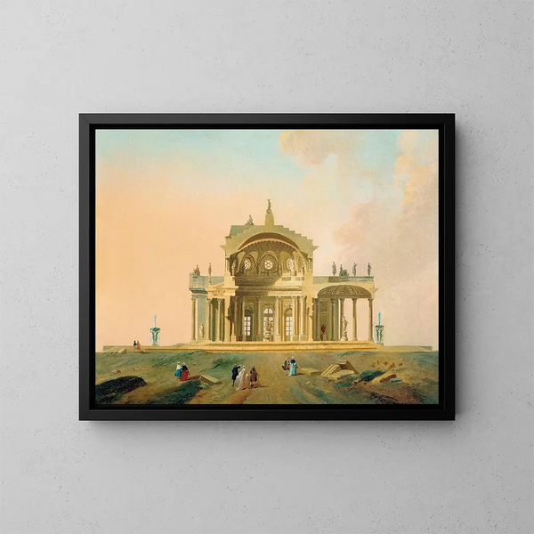 Architectural study with figures - Pierre-Antoine Demachy — framed artwork on a wall