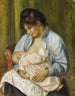 Een vrouw die een kind voedt - Pierre-Auguste Renoir — weergave van het kunstwerk