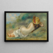 van een liggende badende vrouw met een strooien hoed of vrouw liggend op het gras - Pierre-Auguste Renoir — ingelijst kunstwerk aan de muur