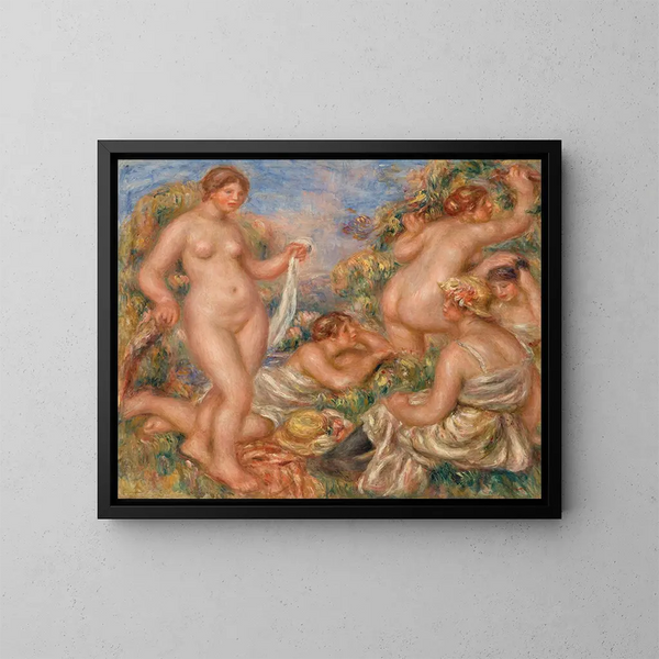 Compositie vijf baders - Pierre-Auguste Renoir — ingelijst kunstwerk aan de muur
