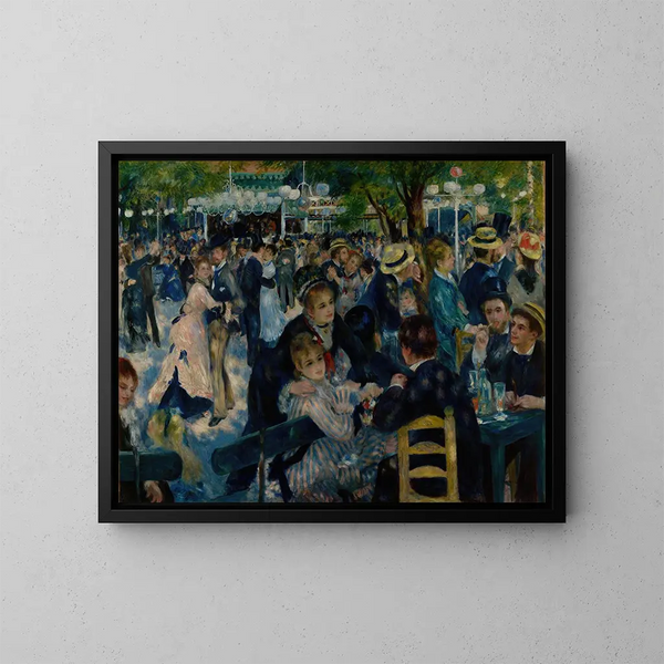 Dansen bij de Moulin de la Galette - Pierre-Auguste Renoir — ingelijst kunstwerk aan de muur