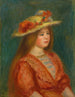 Vrouw met rood bustje - Pierre-Auguste Renoir — weergave van het kunstwerk