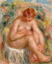 Vrouwelijk naakt zittend zijaanzicht badmeisje - Pierre-Auguste Renoir — weergave van het kunstwerk