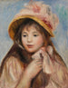 Meisje met roze hoedje Jeune fille au chapeau rose - Pierre-Auguste Renoir — weergave van het kunstwerk