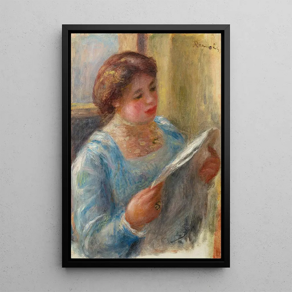 Jonge vrouw lezend - Pierre-Auguste Renoir — ingelijst kunstwerk aan de muur