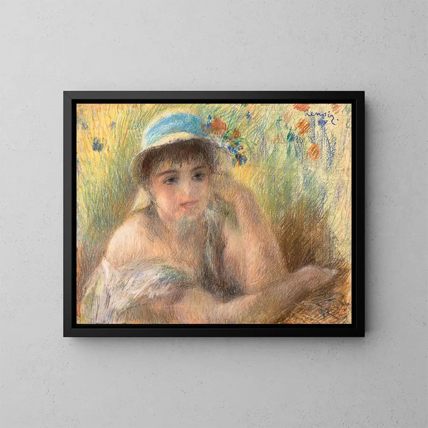 Jonge vrouw met parel - Pierre-Auguste Renoir — ingelijst kunstwerk aan de muur