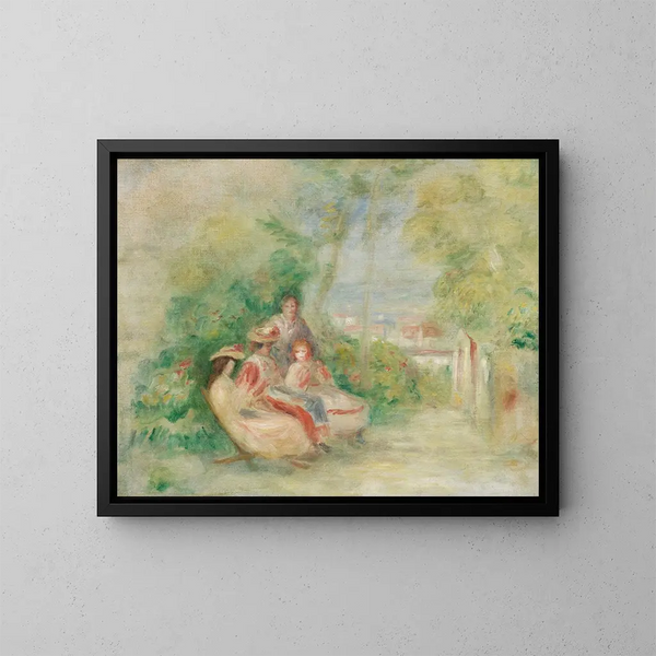 Jonge vrouwen in een tuin - Pierre-Auguste Renoir — ingelijst kunstwerk aan de muur