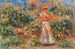 Landschap met vrouw in roze en wit - Pierre-Auguste Renoir — weergave van het kunstwerk