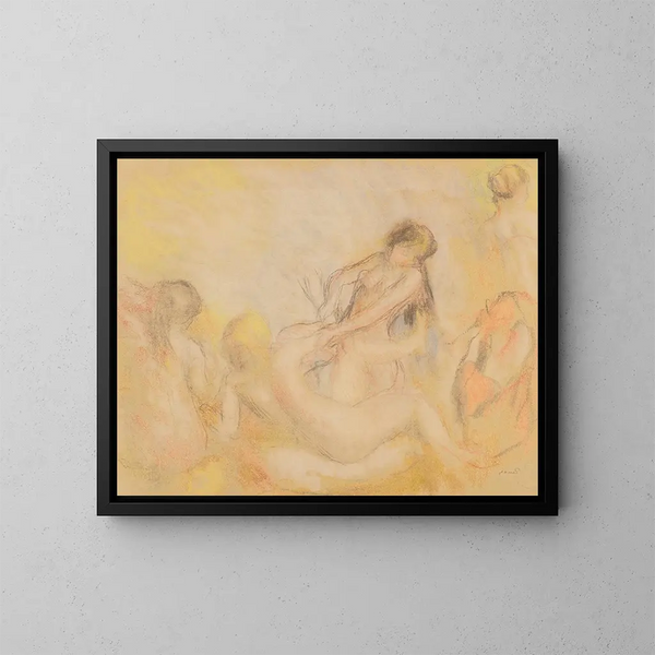 De baders met krab I - Pierre-Auguste Renoir — ingelijst kunstwerk aan de muur