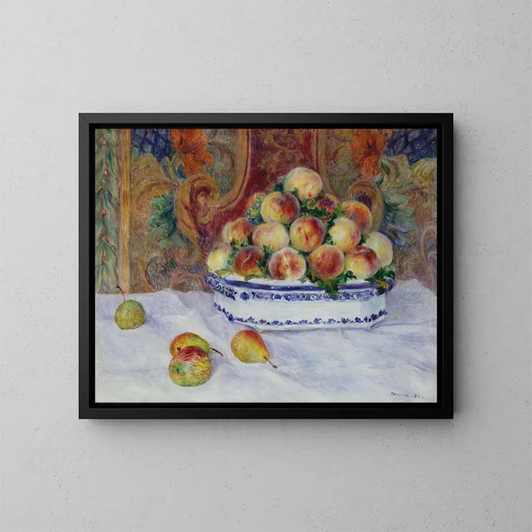 Natuurlijke dood met perziken - Pierre-Auguste Renoir — ingelijst kunstwerk aan de muur