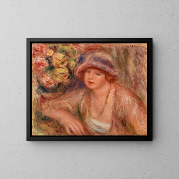 Vrouw leunend - Pierre-Auguste Renoir — ingelijst kunstwerk aan de muur