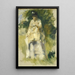 Vrouw staand bij een boom - Pierre-Auguste Renoir — ingelijst kunstwerk aan de muur