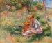 Vrouw en kind in het gras - Pierre-Auguste Renoir — weergave van het kunstwerk