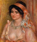 Vrouw met zwart haar Jonge vrouw met zwart haar borst - Pierre-Auguste Renoir — weergave van het kunstwerk
