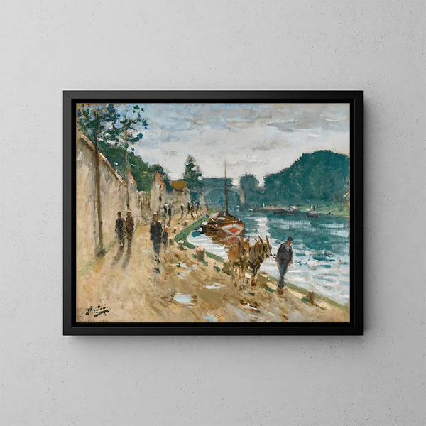 Path of the towpath - Pierre-Eugène Montzin — framed artwork on a wall