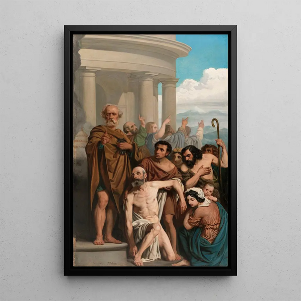 Saint Pierre guérissant un boiteux à la porte du temple - Pierre-Jules Jollivet — ingelijst kunstwerk aan de muur