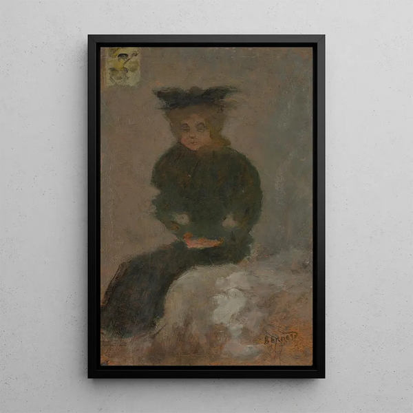 Vrouw zittend met zwarte hoed - Pierre Bonnard — ingelijst kunstwerk aan de muur