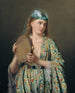 portret van een dame aan het hof die tambourijn speelt - Pierre Désiré Guillemet — weergave van het kunstwerk