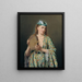 portret van een dame aan het hof die tambourijn speelt - Pierre Désiré Guillemet — ingelijst kunstwerk aan de muur